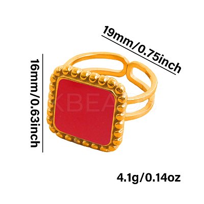304 Stainless Steel with Enamel Cuff Open Rings for Women IT3145-3-1