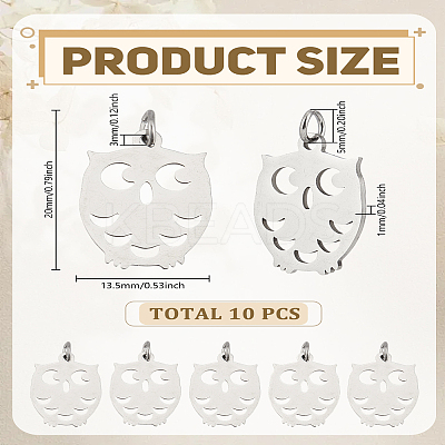 10Pcs 201 Stainless Steel Pendants STAS-LP0004-62-1