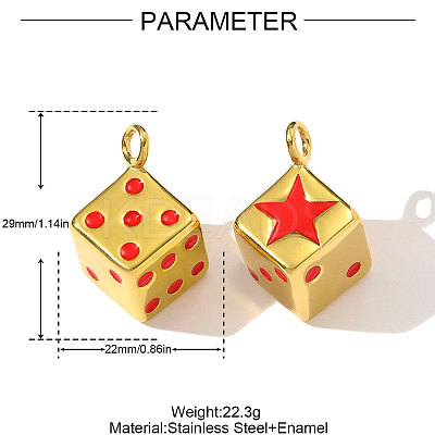 304 Stainless Steel Enamel Pendants STAS-OY003-81G-1