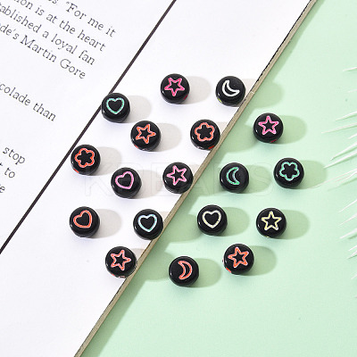 Opaque Black Acrylic Beads SACR-YW0001-21A-1