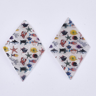 Printed Capiz Shell Pendants LS-SHEL-T016-08D-1
