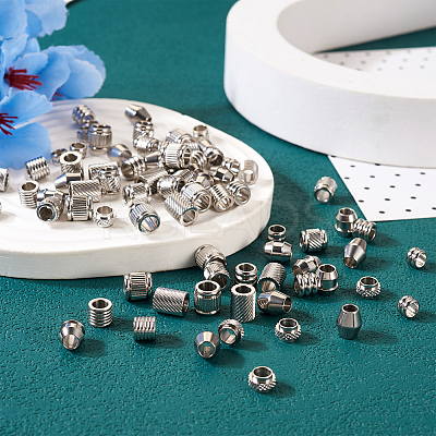 90Pcs 9 Styles 201 Stainless Steel European Beads STAS-TA0001-99-1