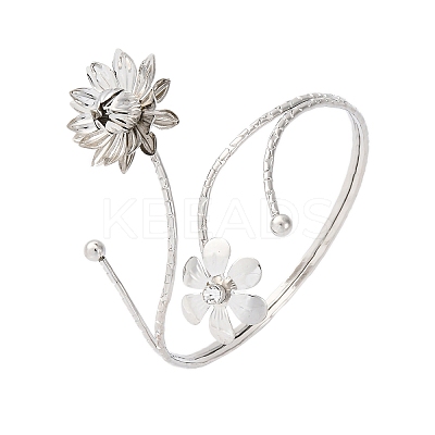 Lotus Alloy Arm Cuff Bangles for Girl Women AJEW-A063-01D-P-1