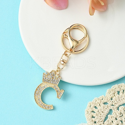 Golden Alloy Rhinestone Keychain KEYC-YW00105-03-1