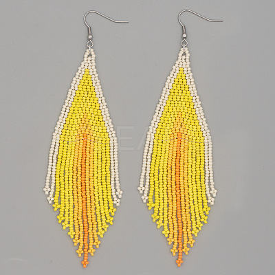 Handmade Glass Seed Beads Tassel Dangle Earrings EN2812-3-1
