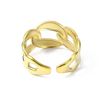 Ion Plating(IP) 304 Stainless Steel Open Cuff Ring RJEW-L109-039G-1