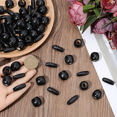 200Pcs 2 Styles Dyed Natural Wood Beads WOOD-PA0001-29A-1