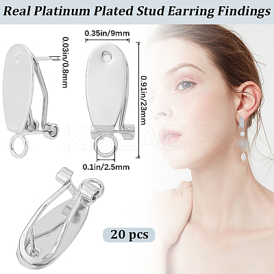 20Pcs Teardrop Brass Stud Earring Findings KK-BBC0011-95-1
