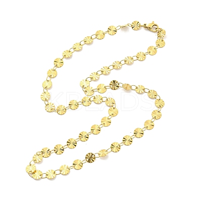 Ion Plating(IP) 304 Stainless Steel Flat Round Link Chain Necklaces LS-NJEW-P285-07G-1
