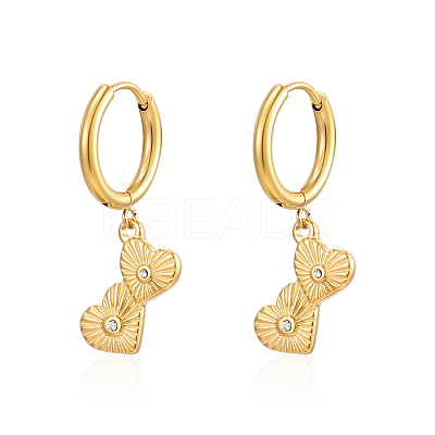 304 Stainless Steel Heart Dangle Earrings for Women MB0260-1-1