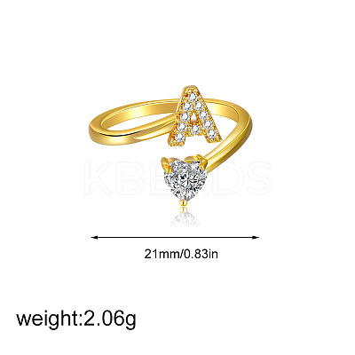 Brass Micro Pave Clear Cubic Zirconia Cuff Open Rings FS-WGF859A-01-1