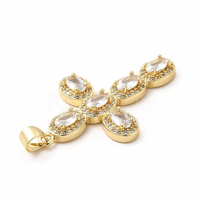 Rack Plating Brass Cubic Zirconia Pendants KK-G456-25G-01-1