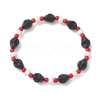 Synthetic Turquoise & Glass Seed Beads Bracelets BJEW-JB12170-01-1