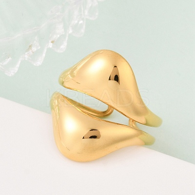Teardrop 304 Stainless Steel Open Cuff Rings RJEW-R018-01G-02-1