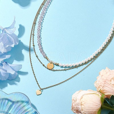 Shell Pearl Necklaces NJEW-JN04893-1
