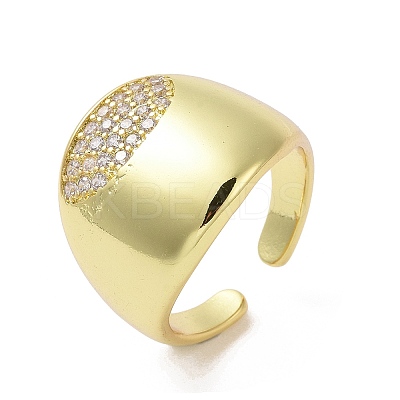 Brass Micro Pave Clear Cubic Zirconia Open Cuff Ring for Women RJEW-M165-03A-G-1