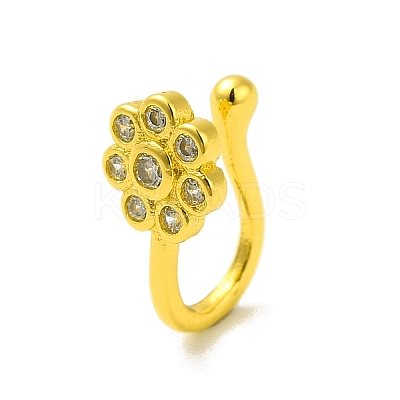 Clear Cubic Zirconia Flower Clip on Nose Rings LS-AJEW-F059-10G-1