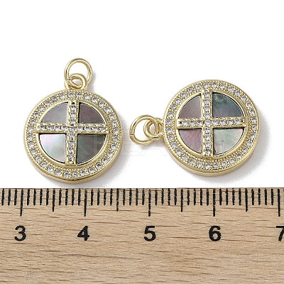 Brass Micro Pave Clear Cubic Zirconia Cross Pendants KK-G485-32G-02-1