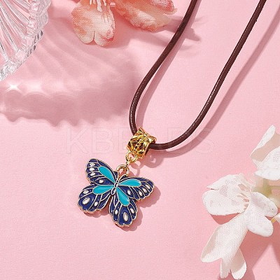Alloy Enamel Butterfly Pendant Necklaces NJEW-JN04580-03-1