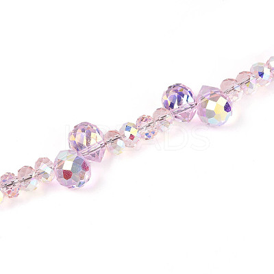 Electroplate Glass and Acrylic Rhinestone Beads Strands MAK-T011-07E-1