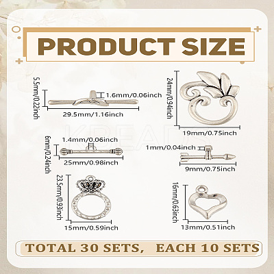 3 Styles Tibetan Style Alloy Toggle Clasps FIND-LP0007-65-1