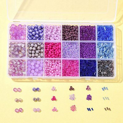 DIY Glass Round Beads & Seed Beads Jewelry Making Finding Kits DIY-FS0005-95-1