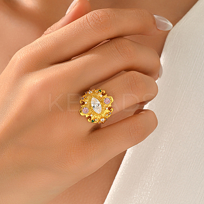 Brass Micro Pave Cubic Zirconia Finger Rings for Women QS5148-1-1
