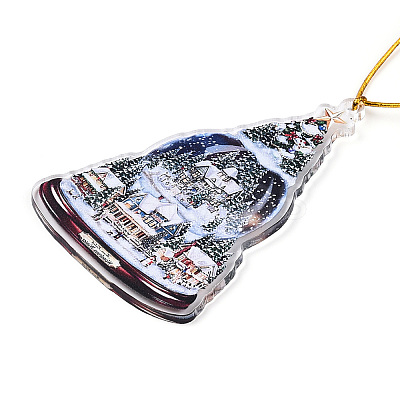 Acrylic Christmas Tree Pendant Decoration HJEW-Q010-01D-1