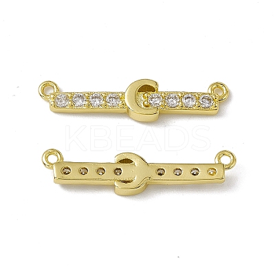Rack Plating Brass Micro Pave Clear Cubic Zirconia Connector Charms KK-C007-37G-C-1