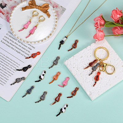 40Pcs 10 Styles Rack Plating A1lloy Enamel Pendants ENAM-SZ0004-04-1