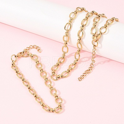 304 Stainless Steel Cable Chains Bracelet & Necklace Jewelry Sets SJEW-L199-01G-1