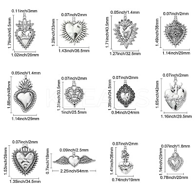 24Pcs 12 Styles Tibetan Style Alloy Pendantss FIND-CJ0002-38-1