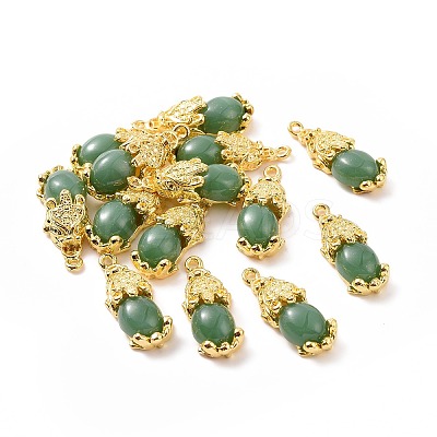 Alloy with Glass Imitation Jade Pendants FIND-G047-06G-02-1