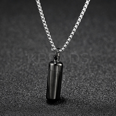 316L Stainless Steel Pill Shape Urn Ashes Pendant Necklace with Box Chains BOTT-PW0001-012EB-1