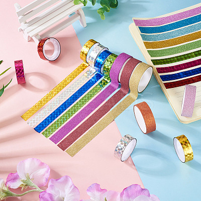 22Roll 2 Styles Laser Shining Bopp PET Plastic Scrapbook Decorative Adhesive Tapes AJEW-TA0002-10-1