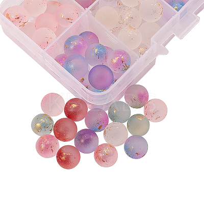 96Pcs 8 Colors Transparent Spray Painted Frosted Glass Beads GLAA-CJ0001-40-1