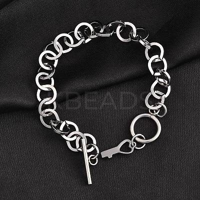 Tarnish Resistant 304 Stainless Steel Cable Chain Bracelets BJEW-P237-08P-1