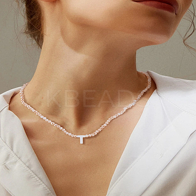 1Pc Glass Rondelle Beaded Necklaces NJEW-LP0007-23T-1