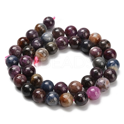 Natural Red Corundum/Ruby and Sapphire Beads Strands G-C259-B07-10mm-1