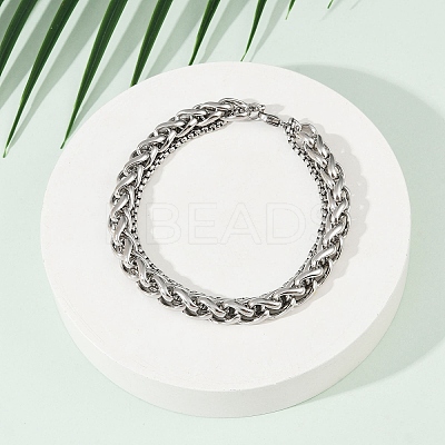 201 Stainless Steel Cuba Style Chian Bracelet for Men LS-BJEW-B138-06P-04-1
