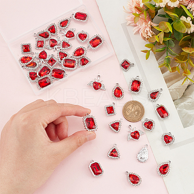 40Pcs 8 Style Platinum Plated Alloy Glass Pendants Sets ALRI-PH0001-27A-1