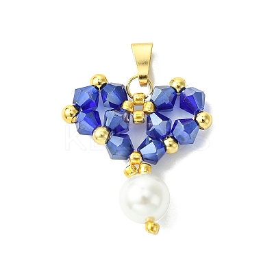 Shell Pearl Beads Glass Pendants PALLOY-MZ00432-04-1