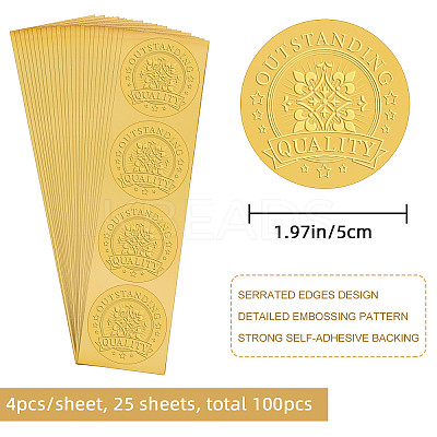 Plastic Self Adhesive Gold Foil Embossed Stickers DIY-WH0211-221-1