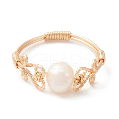Natural Pearl Finger Ring RJEW-JR00580-1