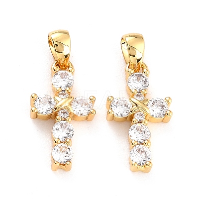 Brass Micro Pave Cubic Zirconia Pendants ZIRC-P089-21-1