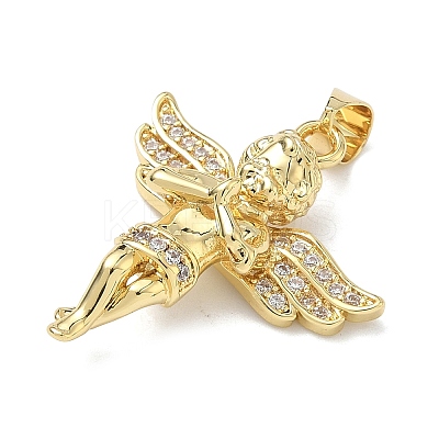 Brass Micro Pave Clear Cubic Zirconia Pendants KK-I476-15G-1