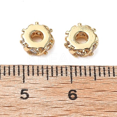 Brass Micro Pave Cubic Zirconia Beads KK-A259-02G-1