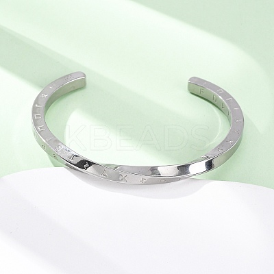 304 Stainless Steel Cuff Bangles for Men Women BJEW-D361-04P-1