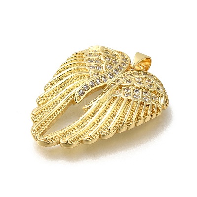 Rack Plating Brass with Cubic Zirconia Pendants KK-Z086-14G-01-1