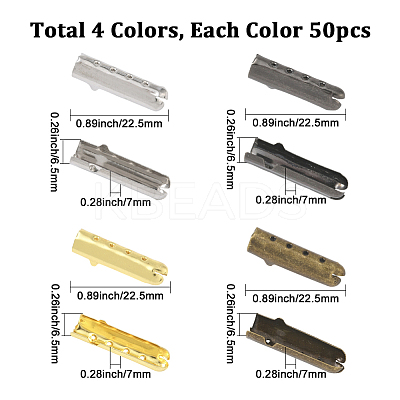 200Pcs 4 Colors Column Alloy Shoelace Buckle Connectors FIND-SP0004-68A-1